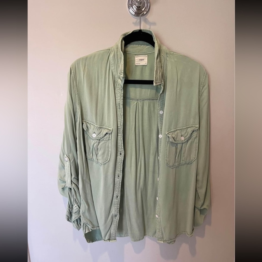 Harper Light Green Casual Button Down Shirt